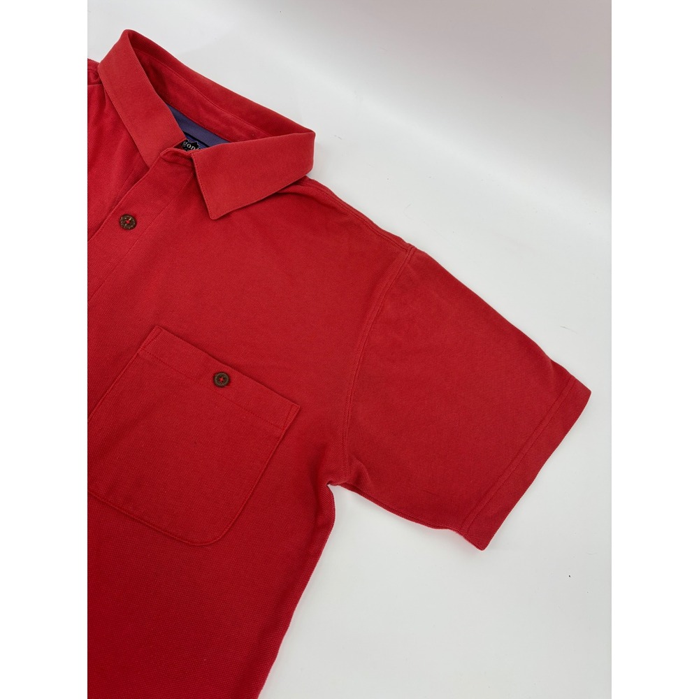 Patagonia Mens Medium Red Organic Cotton Pique Short Sleeve Button Down Shirt